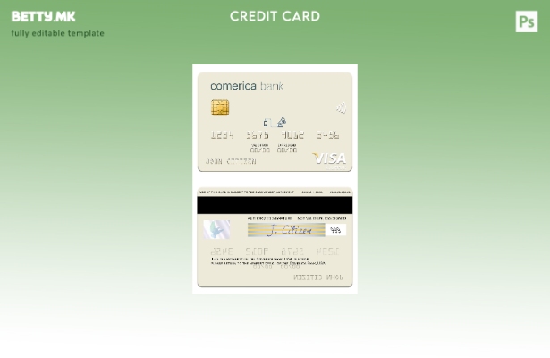 Шаблон за виза картичка во модерен стил на USA Comerica Bank