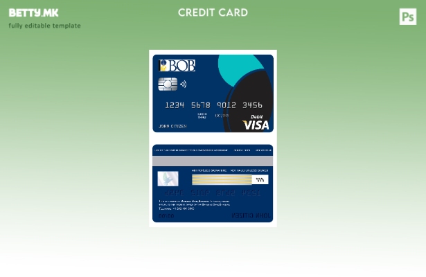 Шаблон за виза картичка на Бахамската банка на Бахамите во модерен стил