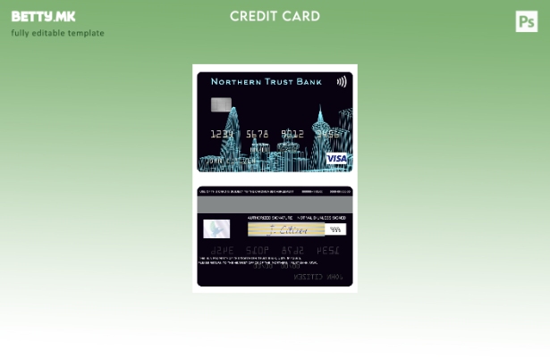 Шаблон за виза картичка со модерен стил на Северната банка на доверба на САД