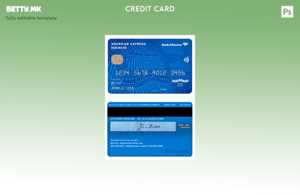 Шаблон за визит картичка AMEX во модерен стил на USA Bank of America AMEX