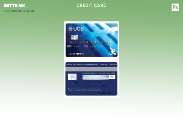 Шаблон за дебитна картичка во модерен стил на Индонезија UOB банка GPN