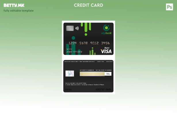 Шаблон за дебитна картичка за виза банка во модерен стил на Хрватска ОТП