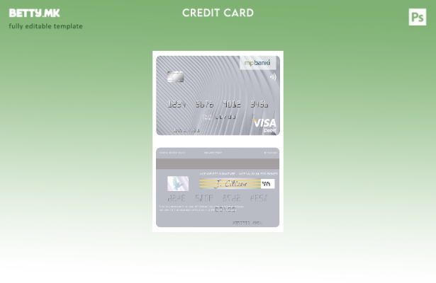 Шаблон за дебитна картичка за виза во модерен стил Исланд MP Banki