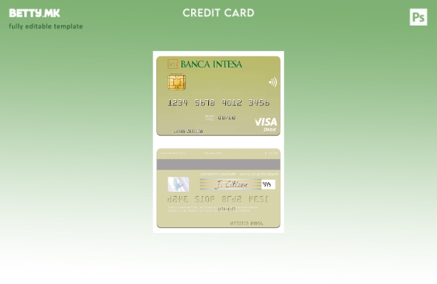 Шаблон за дебитна картичка за виза во модерен стил Полска Banca Intesa