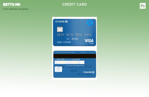 Шаблон за дебитна картичка со модерен стил USA Chase Bank Visa