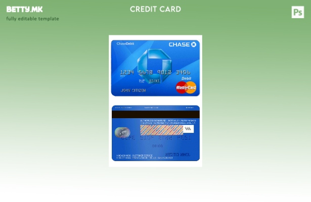 Шаблон за дебитна картичка MasterCard во модерен стил USA Chase bank MasterCard