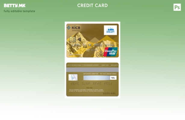 Шаблон за златна картичка со модерен стил Киргистан KICB Bank UnionPay