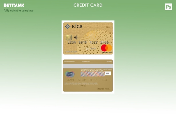 Шаблон за златна мастер картичка во модерен стил Киргистан KICB Bank