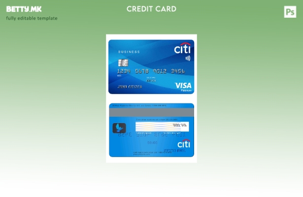 Шаблон за картички со модерен стил на САД Citibank виза платина