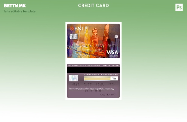 Шаблон за класична виза за картички во модерен стил Индонезиска банка Негара Инд