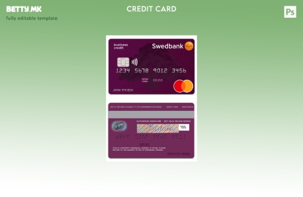 Шаблон за кредитна мастер картичка во модерен стил Шведска SwedBank