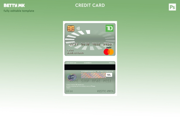 Шаблон за мастер дебитна картичка во модерен стил на Канада TD