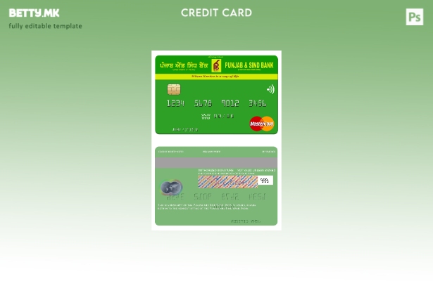Шаблон за мастер картички во модерен стил Индија Пенџаб и Синд банка