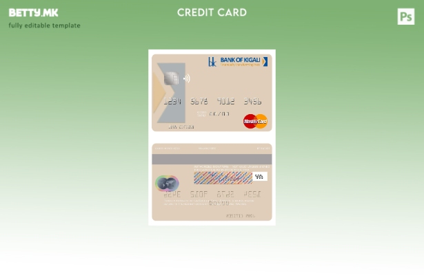 Шаблон за мастер картички во модерен стил Руанда Банката на Кигали