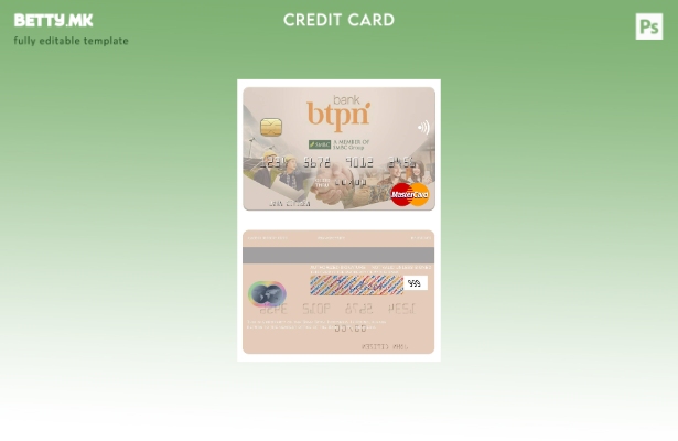 Шаблон за мастер картички на индонезиската банка BTPN во модерен стил