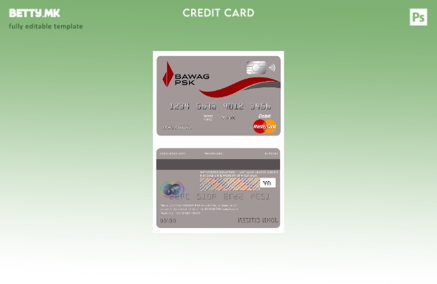 Шаблон за мастер картички на банката во модерен стил Австрија Bawag PSK