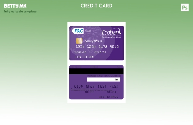 модерен стил Бенин Ecobank salaryxpress шаблон за припејд картичка