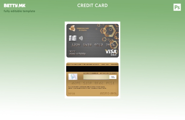 модерен стил Етиопија Шаблон за златна картичка за виза за комерцијална банка