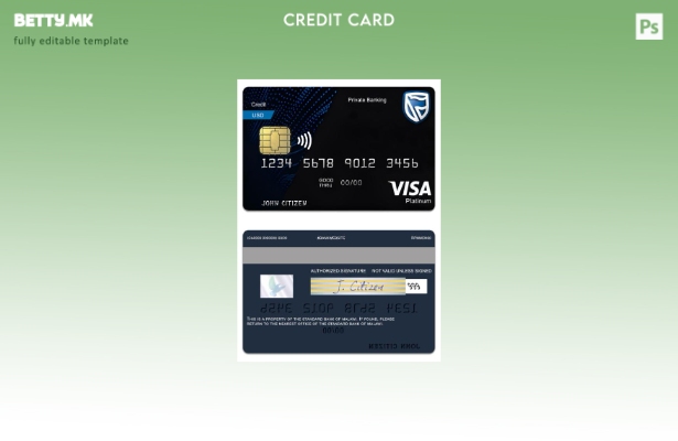 модерен стил Малави Шаблон за дебитна виза со платина на стандардната банка