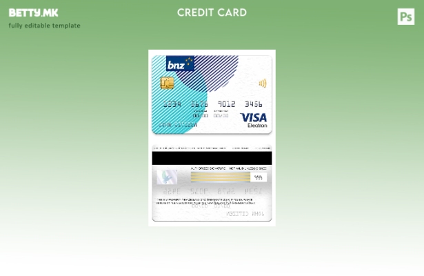 модерен стил Нов Зеланд BNZ Greymouth банка виза електронска картичка шаблон