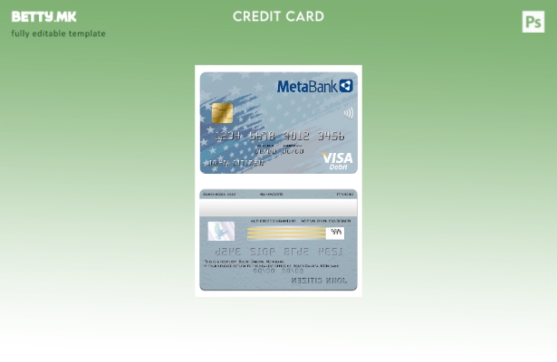 модерен стил САД Јужна Дакота, Метабанк, шаблон за виза картичка