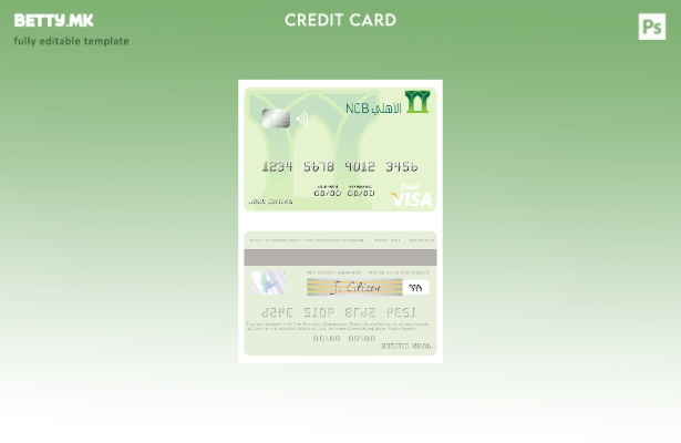 модерен стил Саудиска Арабија Шаблон за виза за дебитна картичка на Националната