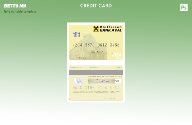 модерен стил Украина Рајфајзен банка виза дебитна картичка шаблон