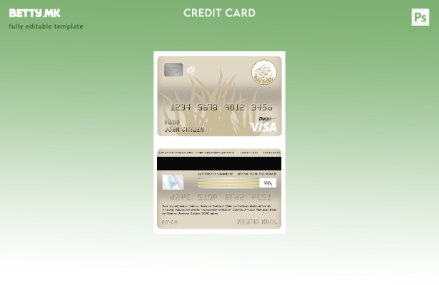 модерен стил Шаблон за банкарска виза за дебитна картичка на Централноафриканска