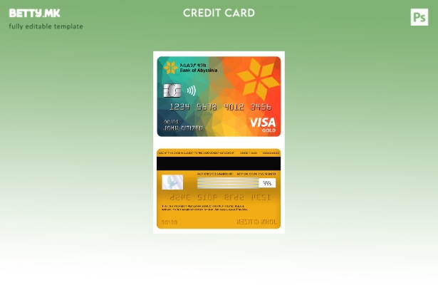 модерен стил Шаблон за банкарска виза златна картичка Етиопија Банка на Абисиниј