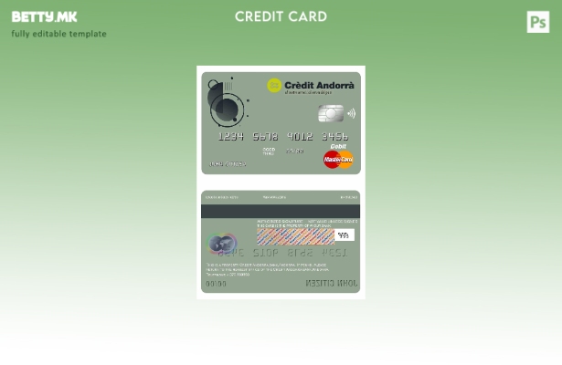 модерен стил Шаблон за мастер картички за банкарска кредитна Андора Андора