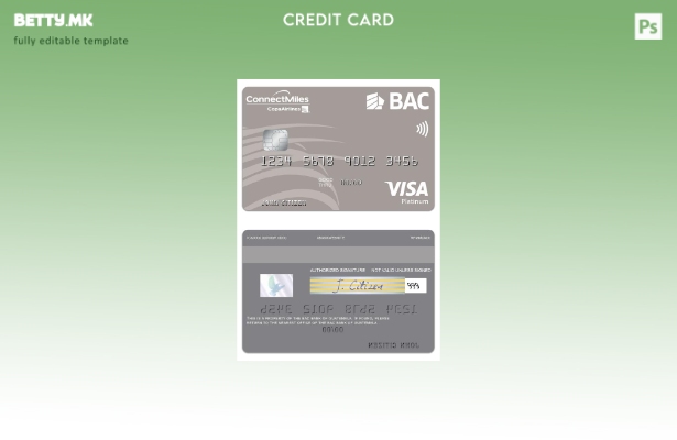модерен стил на Гватемала BAC банка виза платина картичка шаблон