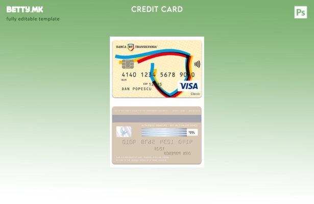 модерен стил на Романија БТ банка виза класичен шаблон за картичка