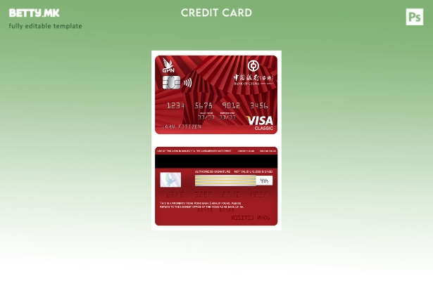 модерен стил на шаблон за класична виза на банката на Кина во Хонг Конг