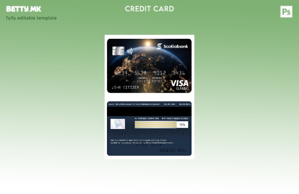 модерен стил шаблон за класична картичка за виза на Хонг Конг Шкотска банка