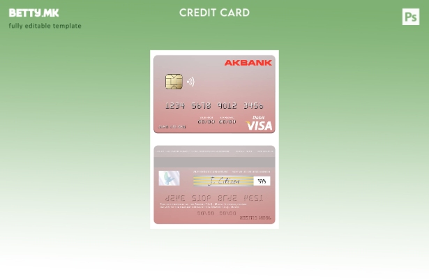 модерен стил Malta Akbank T.A.Ş. Шаблон за виза дебитна картичка