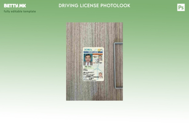 Возачка дозвола во модерен стил САД Ајова под шаблон photolook FRONT