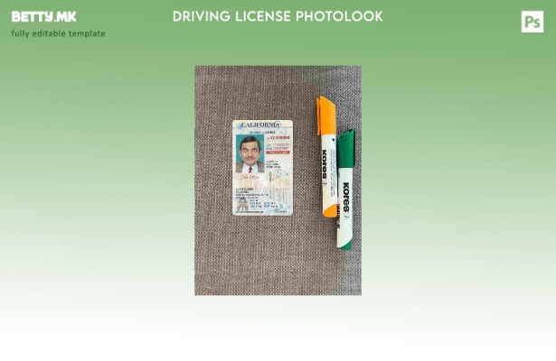 Возачка дозвола во модерен стил САД Калифорнија под шаблон photolook FRONT