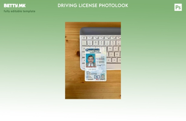 Возачка дозвола во модерен стил САД Пенсилванија под шаблон photolook FRONT