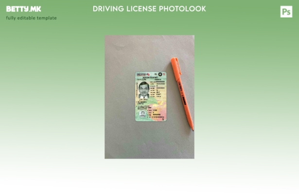 Возачка дозвола во модерен стил на САД Џорџија под шаблон photolook FRONT 1