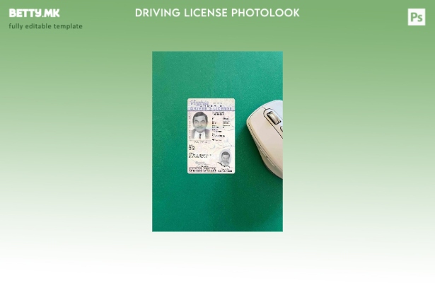 Возачка дозвола во модерен стил на САД Вирџинија според сегашниот шаблон photolo