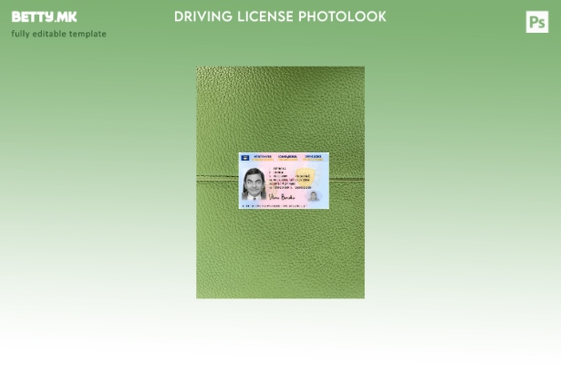 Модерен стил Косовската возачка дозвола претставува преден шаблон со фото изгл 1