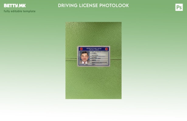 Модерен стил Турската возачка дозвола претставува преден шаблон со фото изглед