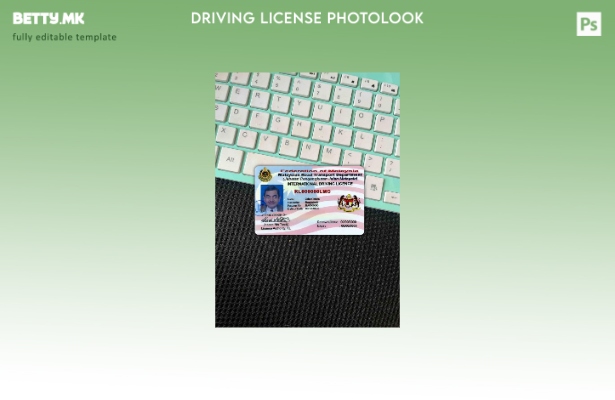 Модерен стил верзија на малезиска возачка дозвола photolook шаблон FRONT