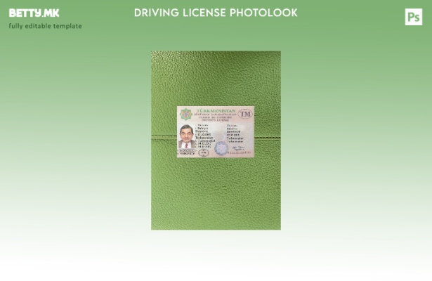Модерен стил на туркменистанска возачка дозвола, преден шаблон