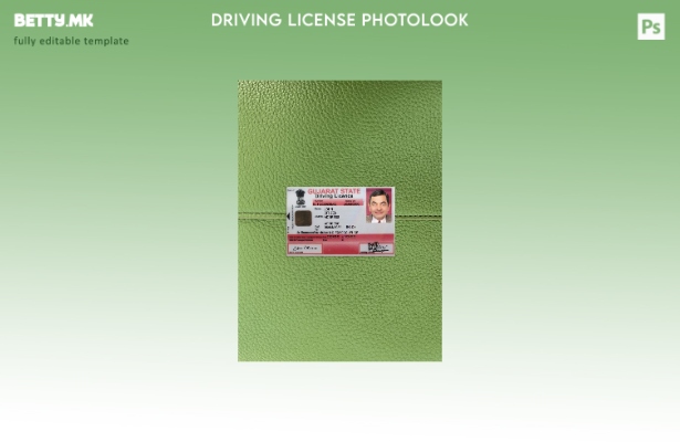 Модерен стил, шаблон за фото изглед на државната возачка дозвола во Индија Гуџар