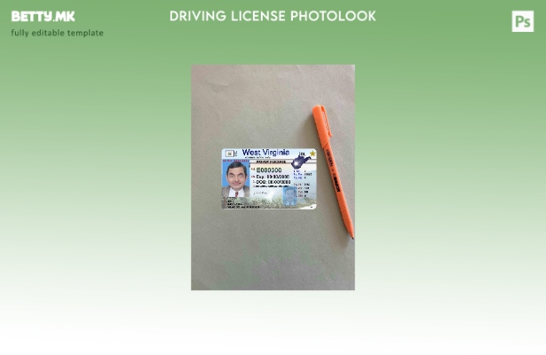 модерен стил САД Западна Вирџина возачка дозвола photolook ПРЕДЕН шаблон