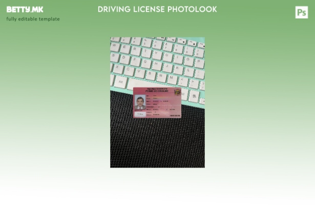 модерен стил Централноафриканска возачка дозвола со фото изглед пред шаблон