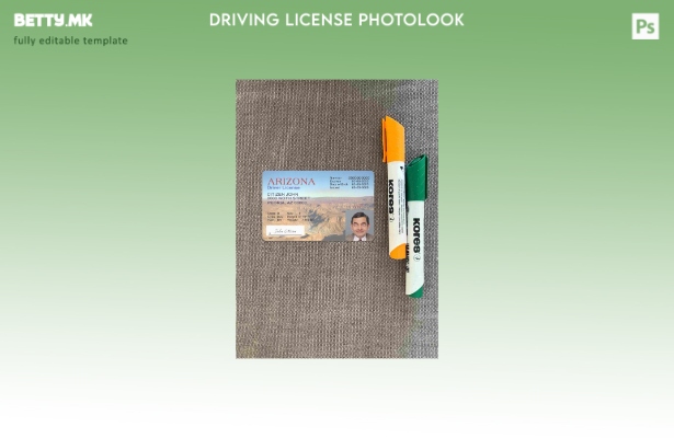 модерен стил верзија на возачка дозвола во САД Аризона photolook шаблон FRONT