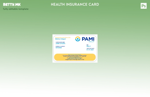 Модерен стил Аргентина PAMI шаблон картичка за здравствено осигурување