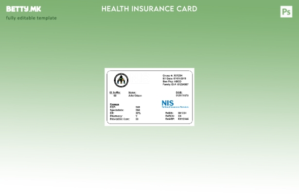 Модерен стил Шаблон за картичка за здравствено осигурување Свети Винсент и Грена